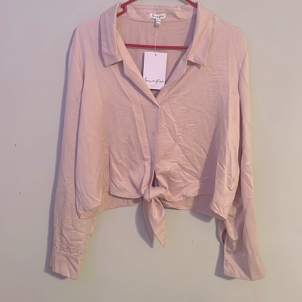 Love, Fire XL Pretty Pastel Button Down Crop Top